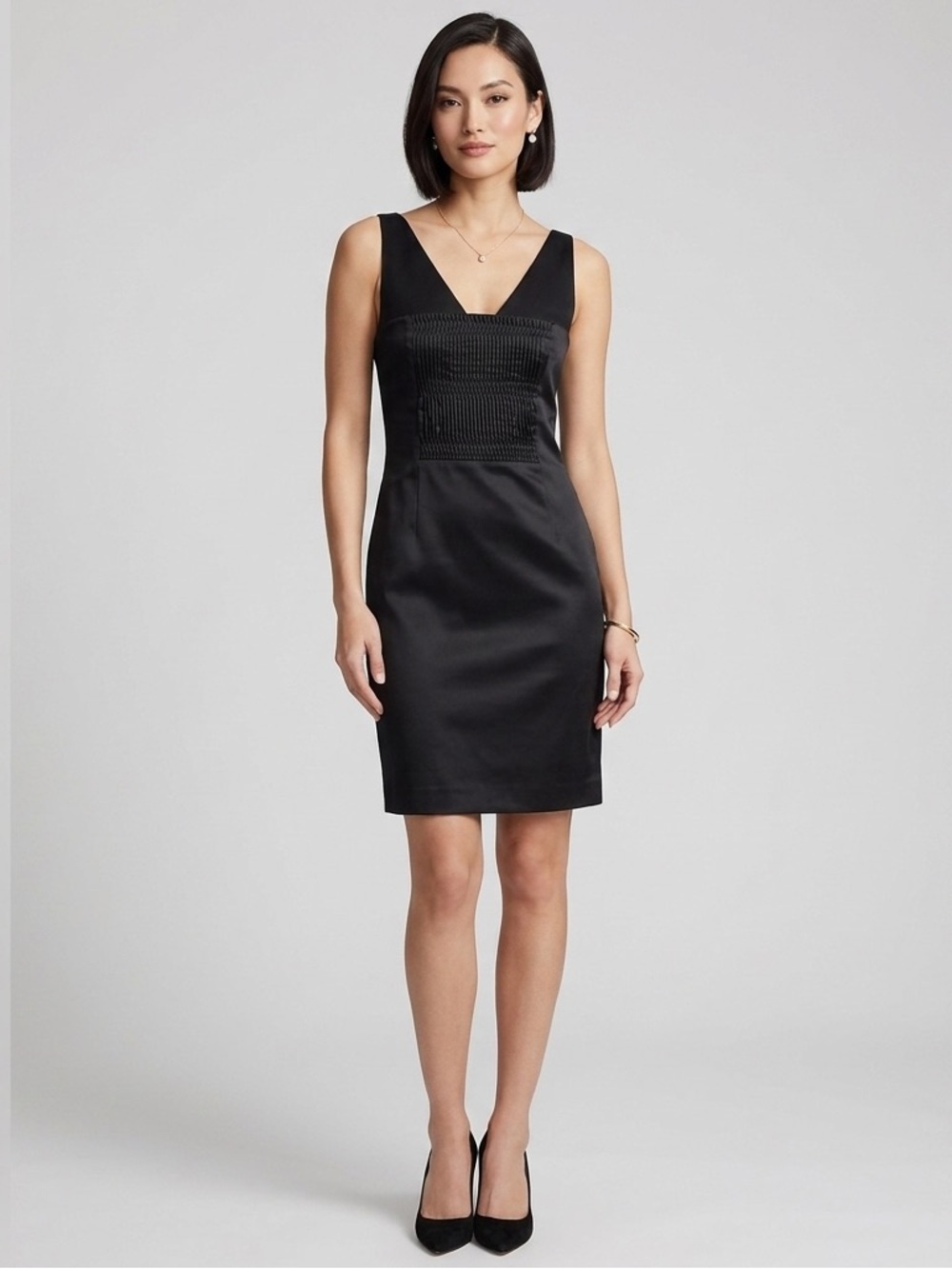 Liu Jo Black Satin Ruched Bodice Cocktail Dress IT 40 US 4 Perfect Condition